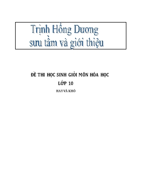 Đề thi học sinh giỏi môn Hóa học Lớp 10 hay và khó - Trịnh Hồng Dương